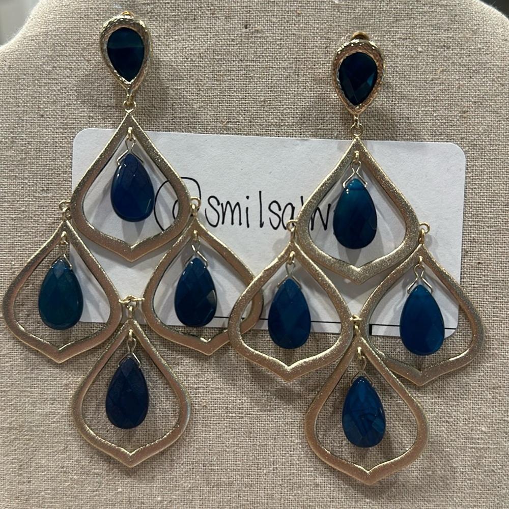 Kendra Scott Navy Chandelier Earrings